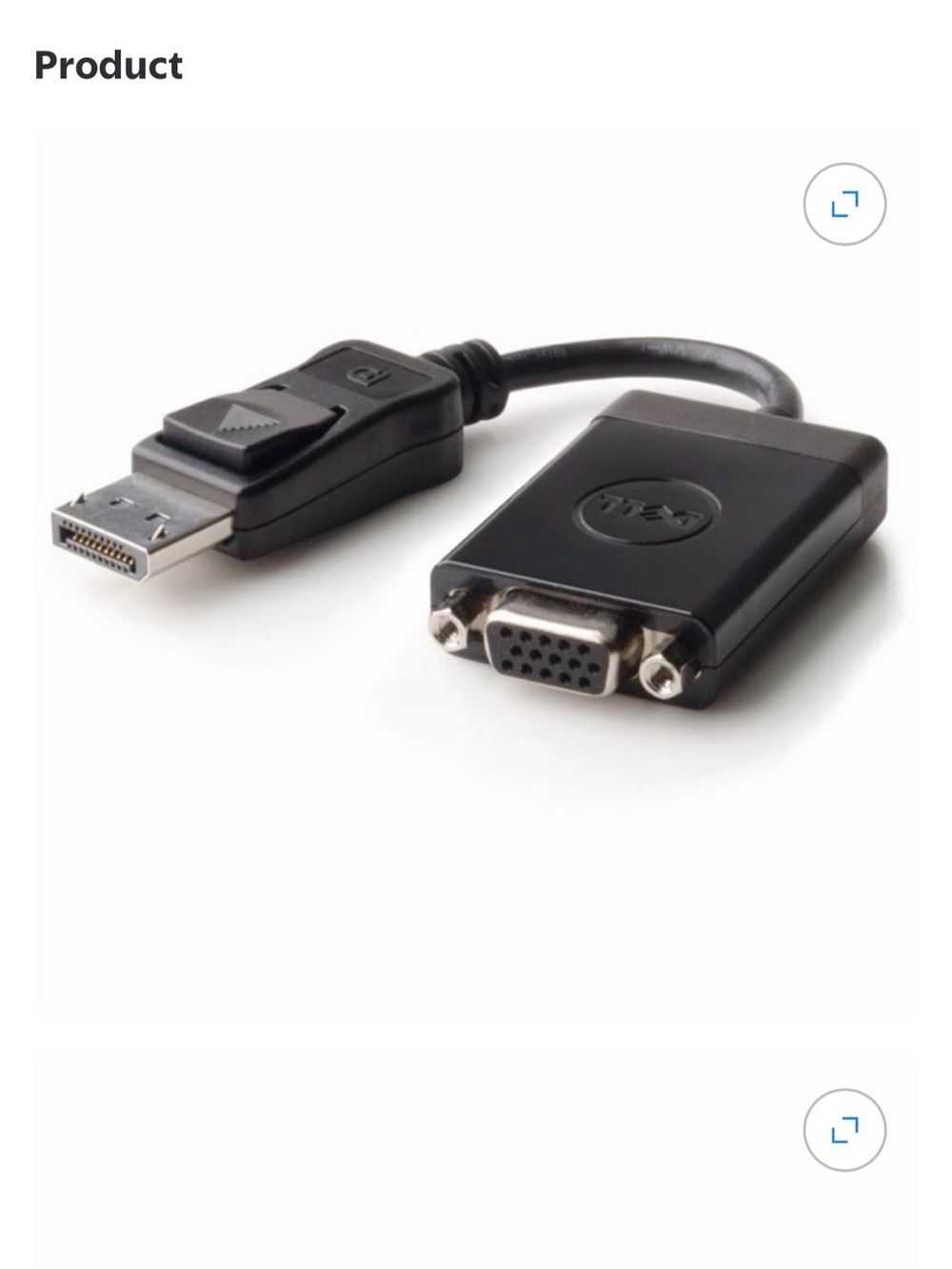 Dell Black Display Port / VGA Adapter Cable